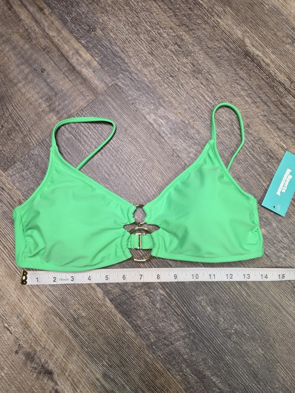 *Sports Illustrated Women's Double Ring Bralette Bikini Top, Gecko, XL